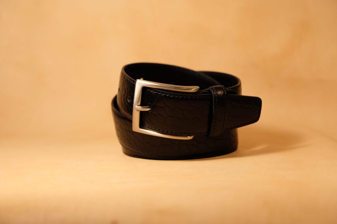 Cinturón piel coco negro 30mm
