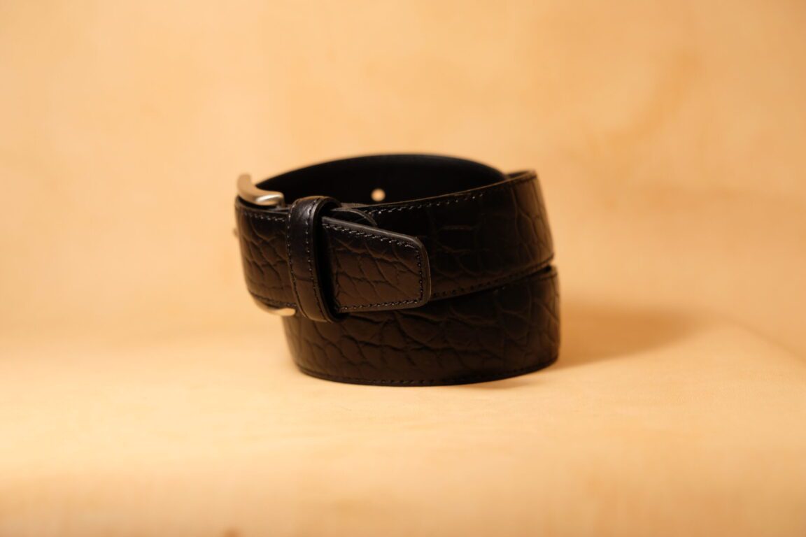 Cinturón piel coco negro 30mm
