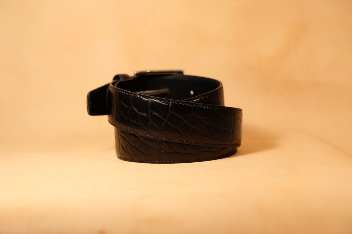 Cinturón piel coco negro 30mm