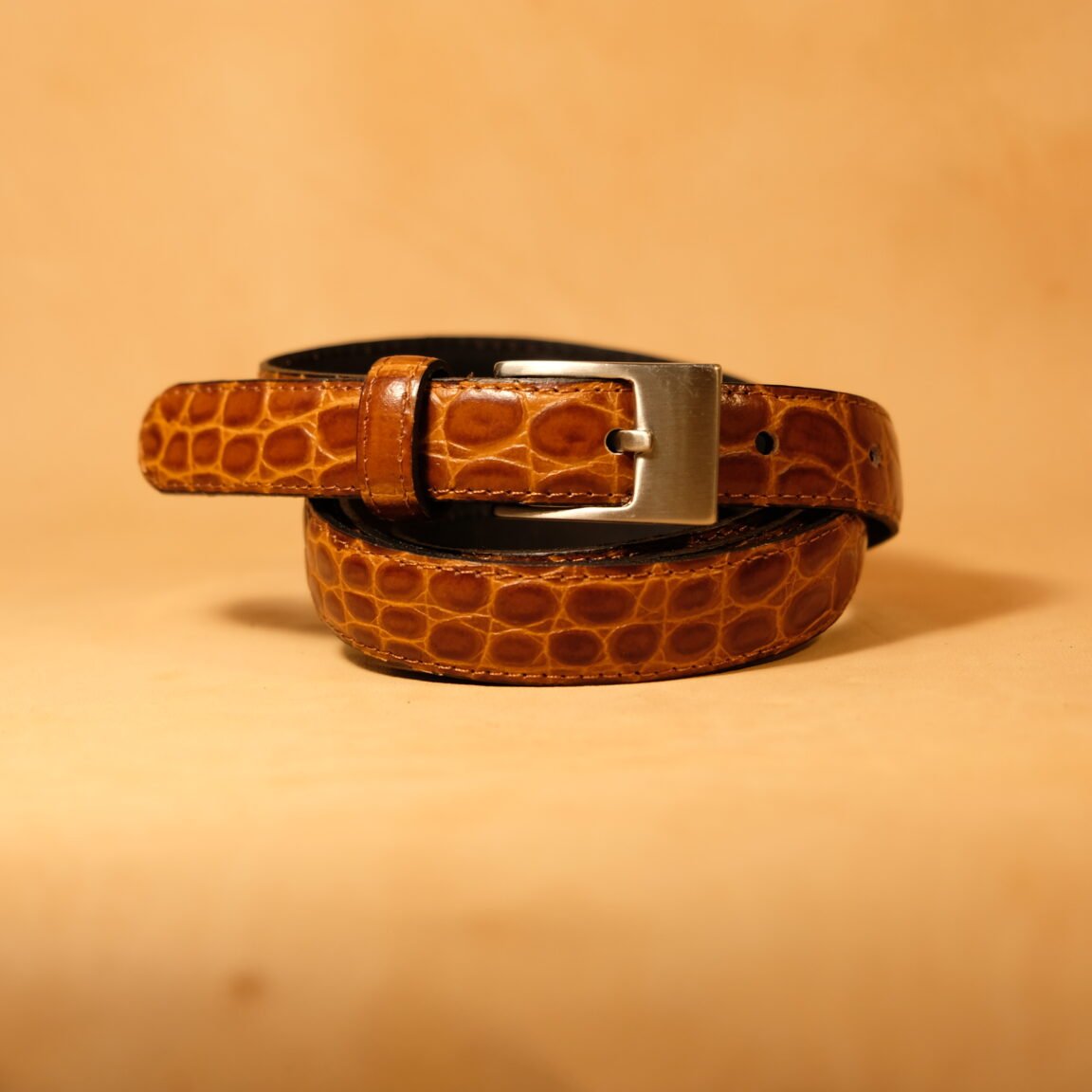 cinturon piel coco marron 25mm