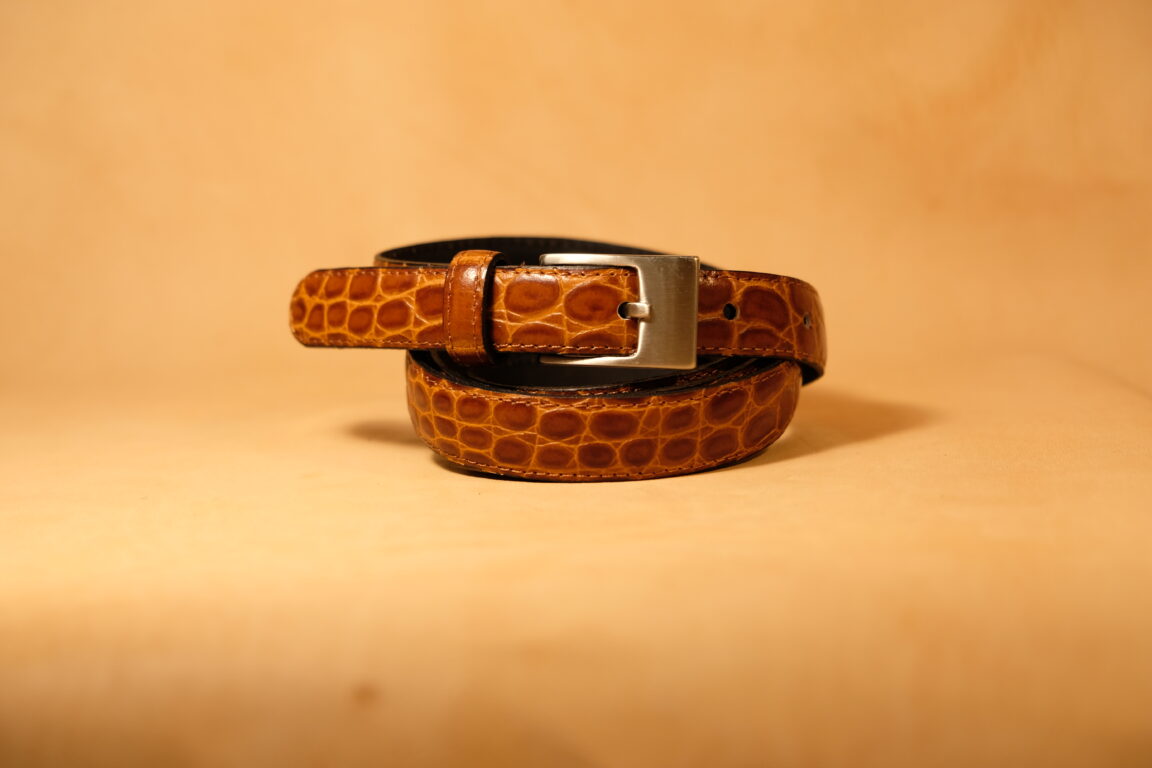 cinturon piel coco marron 25mm