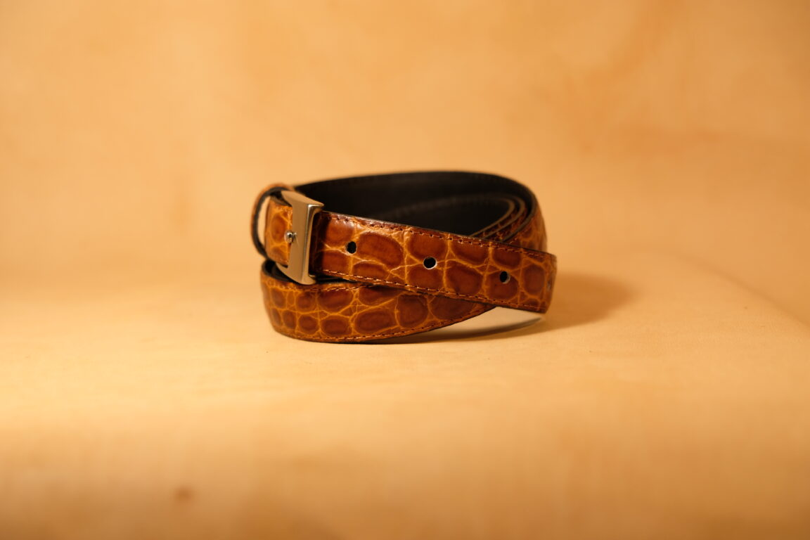 cinturon piel coco marron 25mm