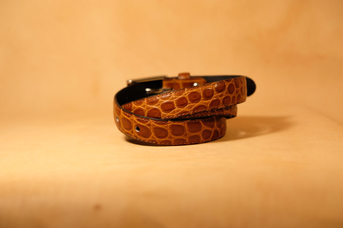 cinturon piel coco marron 25mm