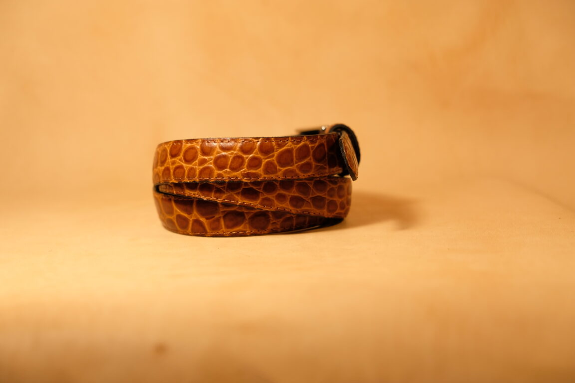 cinturon piel coco marron 25mm
