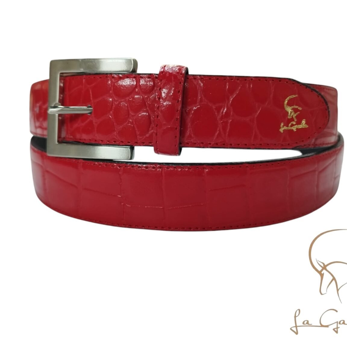 Cinturón piel coco rojo 25mm