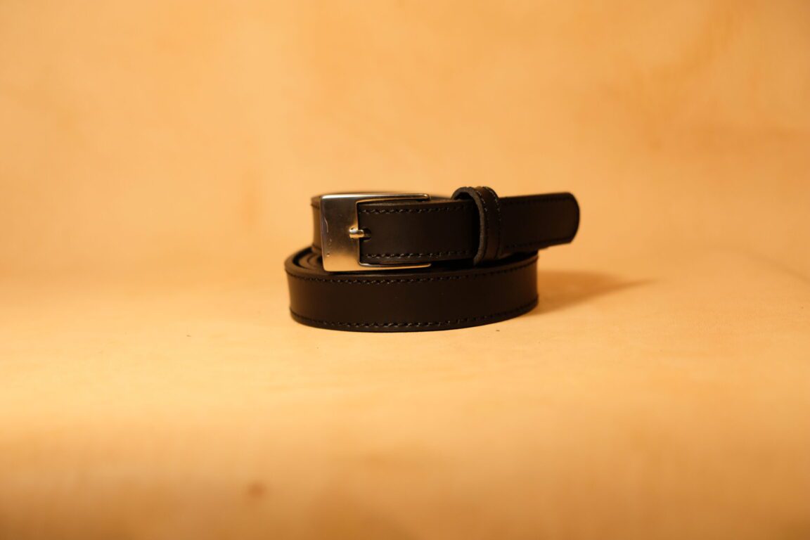 Cinturón cuero mujer negro liso 20mm