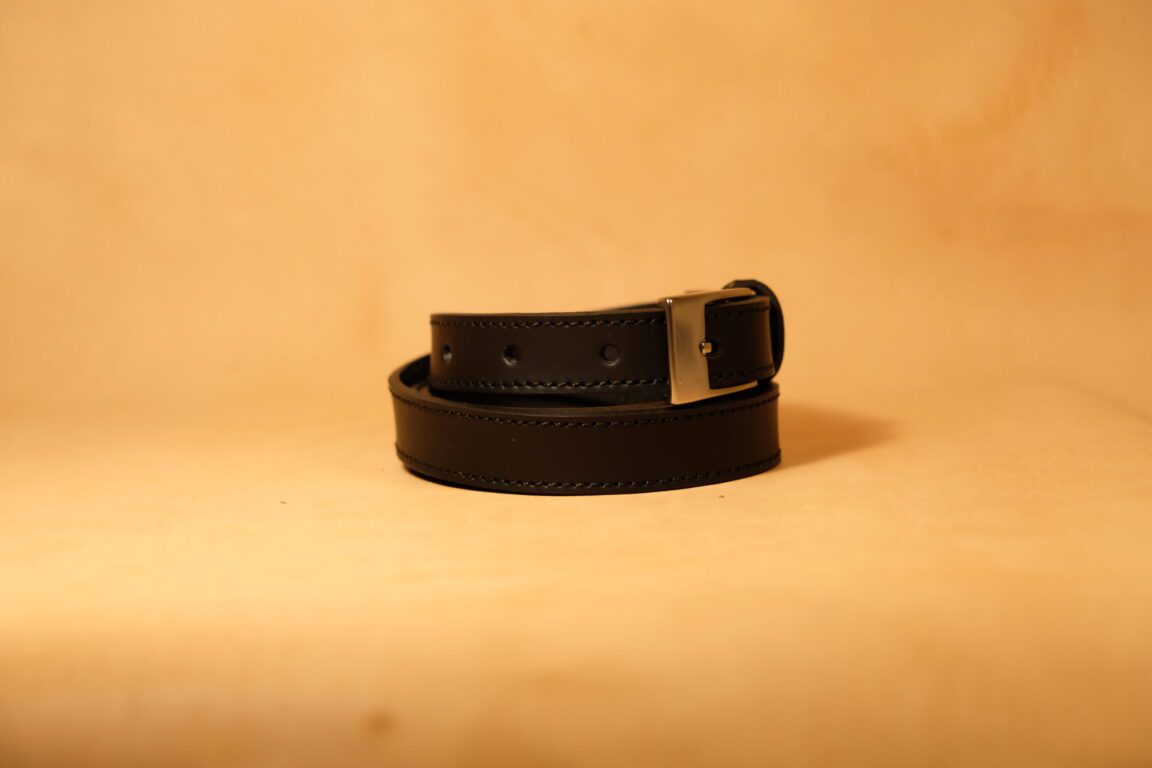 Cinturón cuero mujer negro liso 20mm