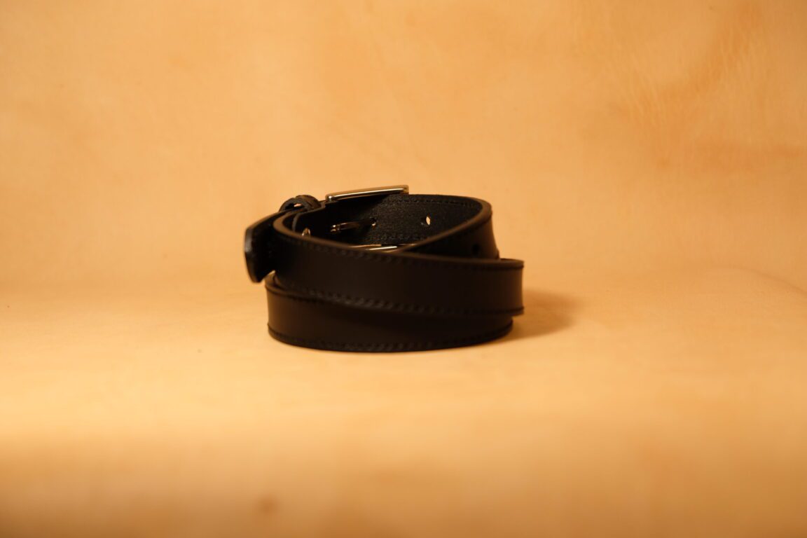 Cinturón cuero mujer negro liso 20mm