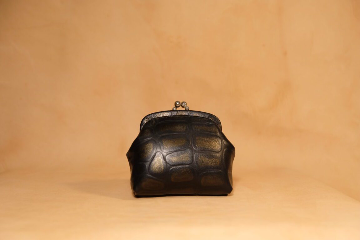 monedero vintage piel coco negro