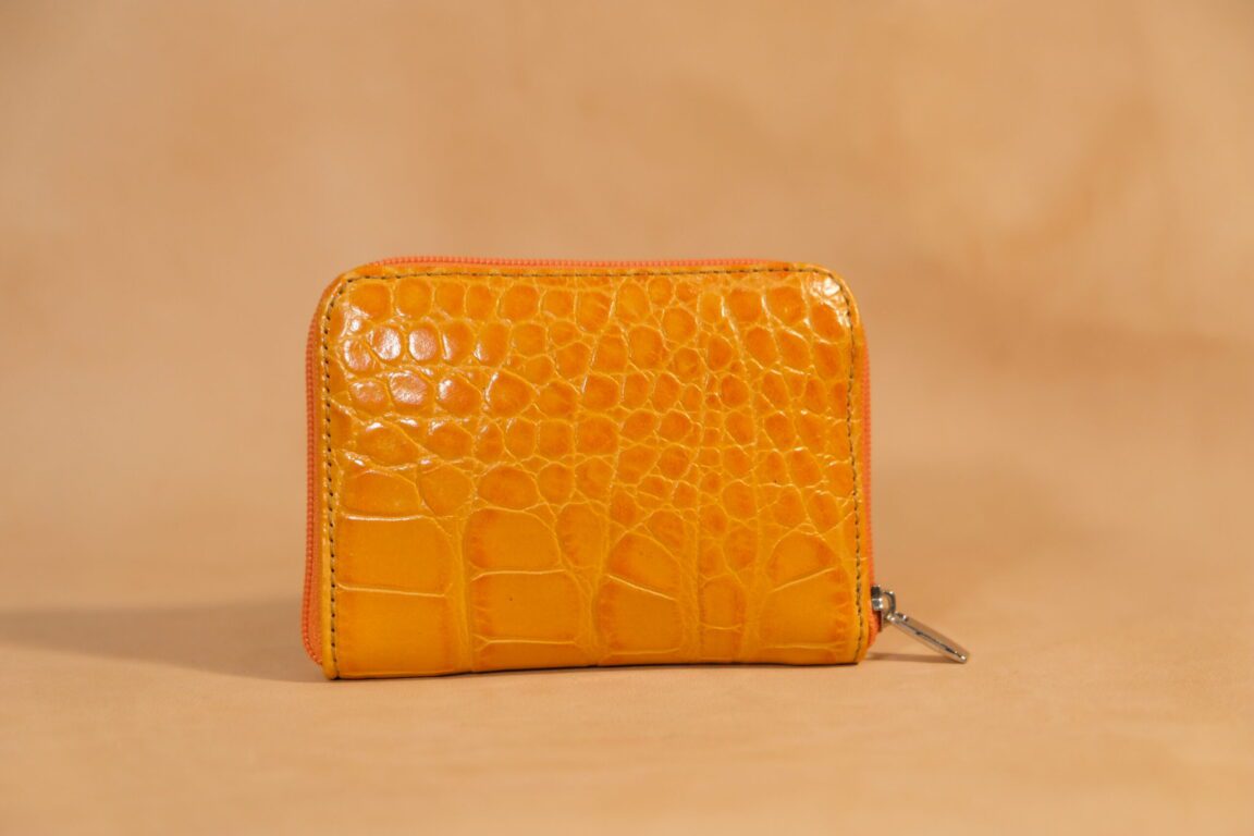 monedero vintage piel coco naranja