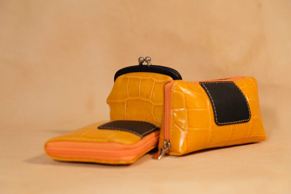 Monederos vintage piel coco Naranja
