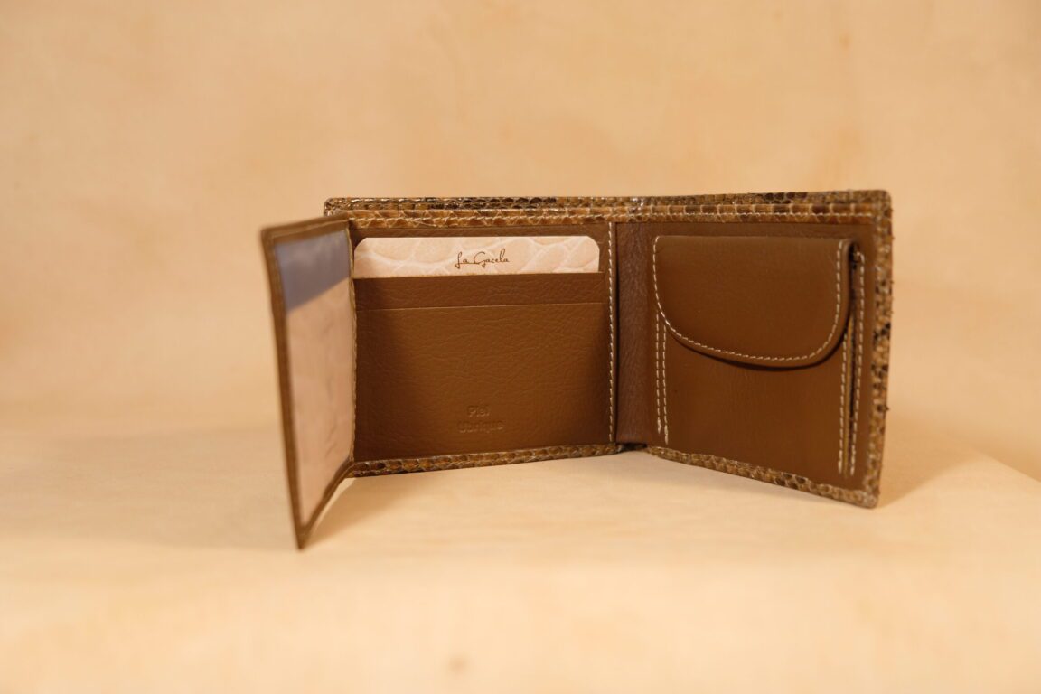 Cartera piel pitón marrón (Certificado)