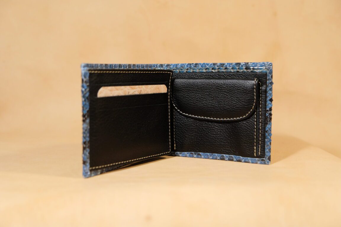Cartera piel pitón azul (Certificado)
