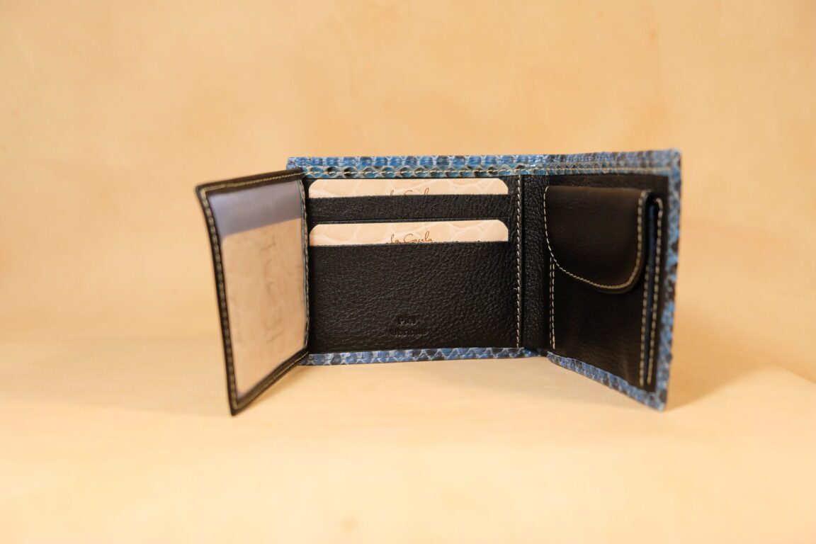 Cartera piel pitón azul (Certificado)