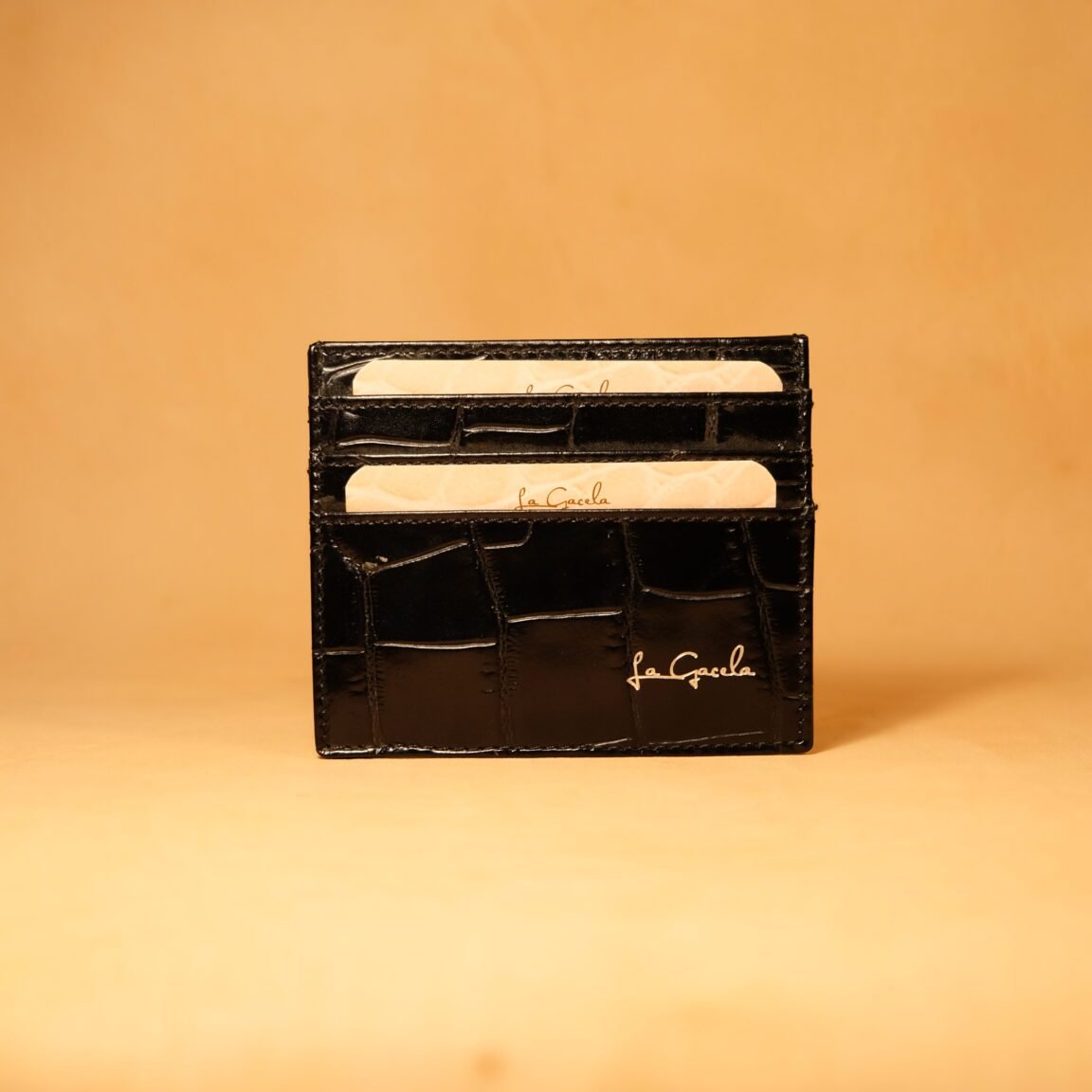 tarjetero minimalista piel coco negro