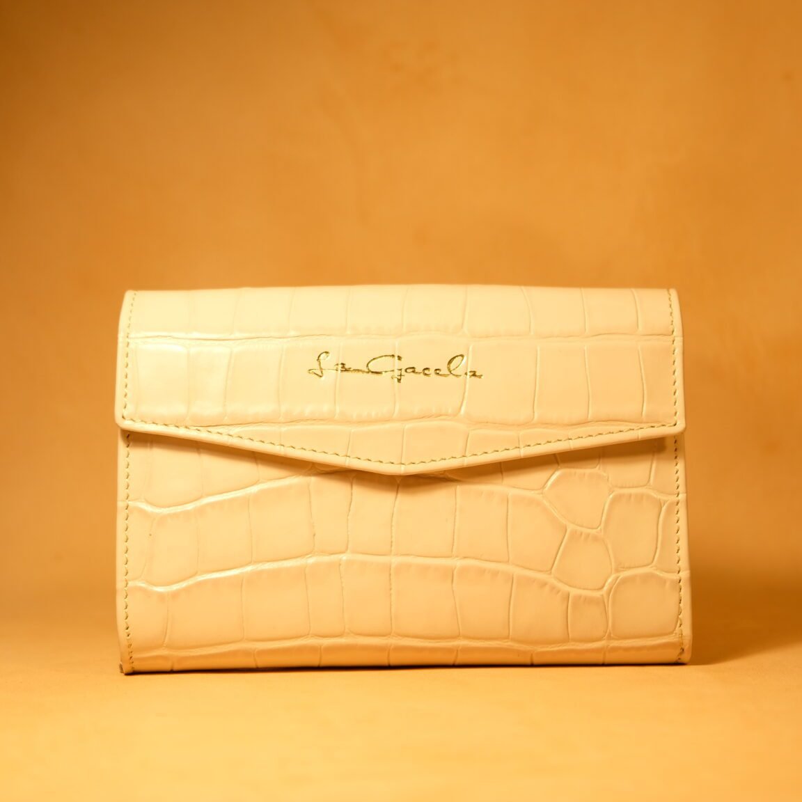 Cartera de piel para mujer con efecto coco blanco