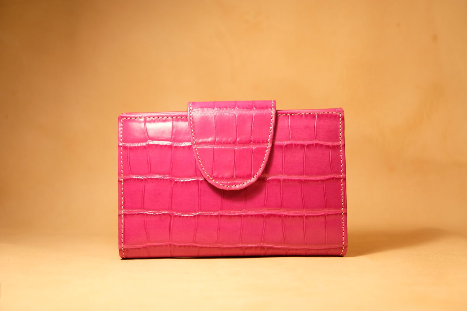 Cartera de piel para mujer con efecto coco rosa